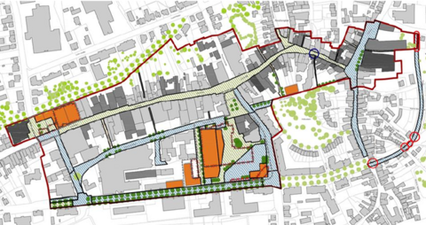 Grafik des städtebaulichen Rahmenplans der Innenstadt
