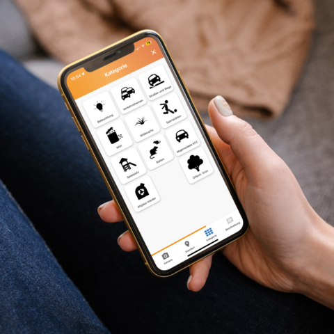 Smartphone mit der App Meldoo