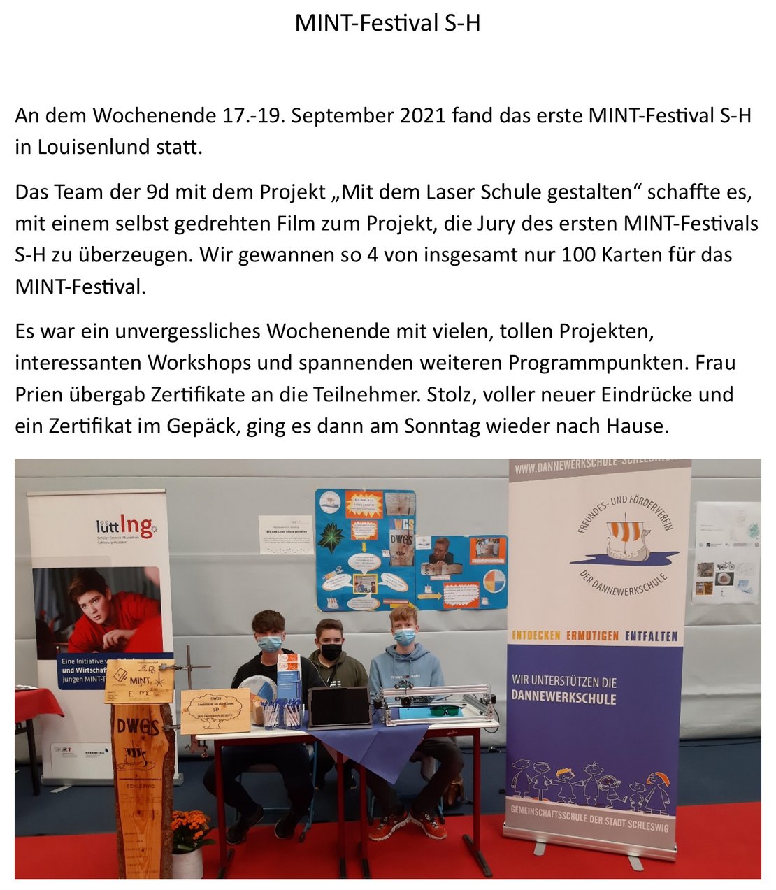 MINT-Festival 2021 Foto Dannewerkschule Stand bei MINT-Festival